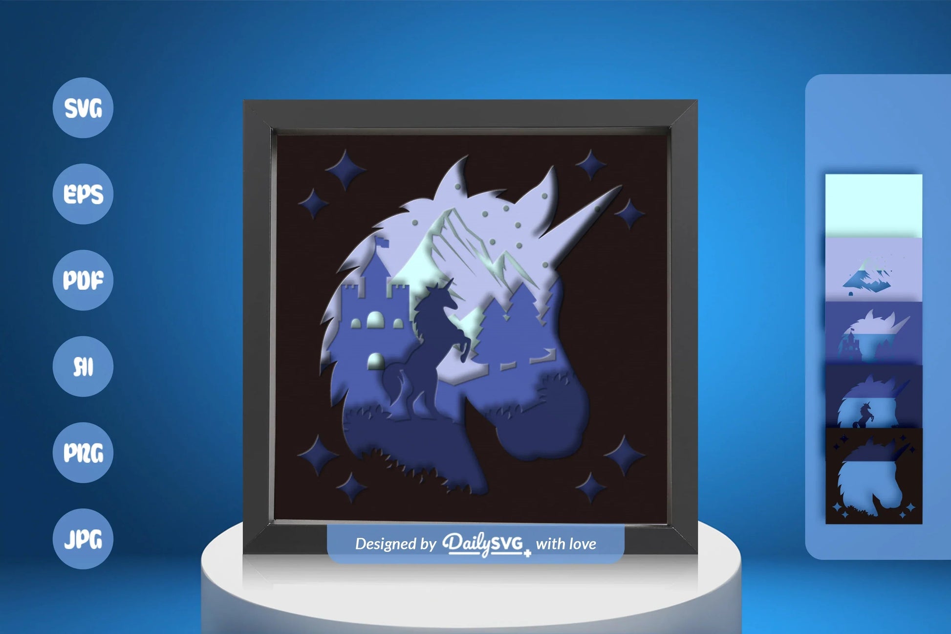 Unicorn Head Papercut SVG Bundle - CraftNest - Digital Crafting and Art