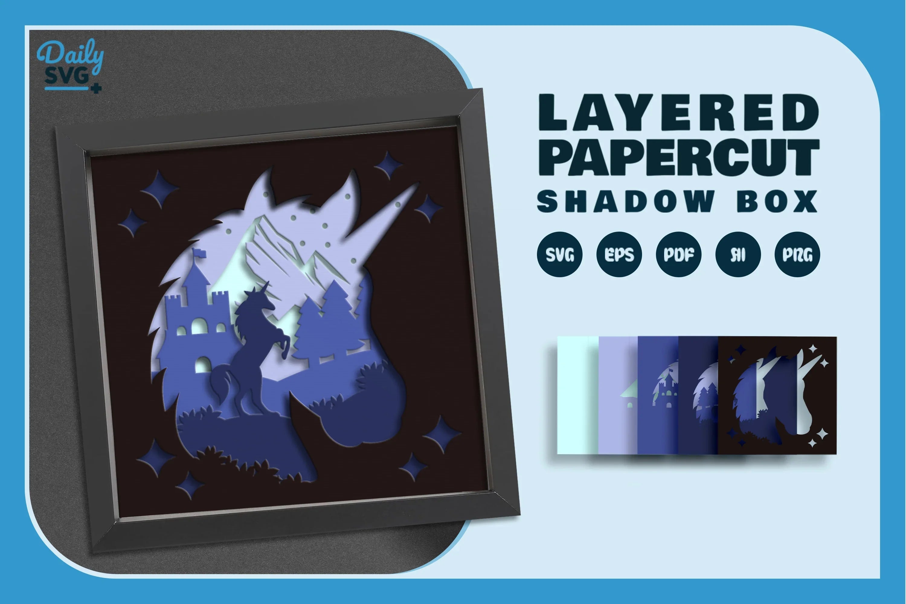 Unicorn Head Papercut SVG Bundle - CraftNest - Digital Crafting and Art