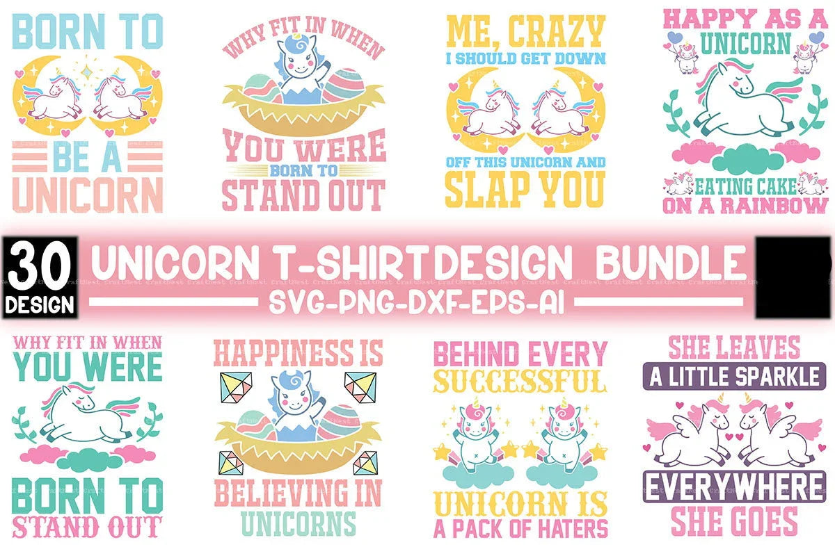 Unicorn T-Shirt Design SVG Bundle
