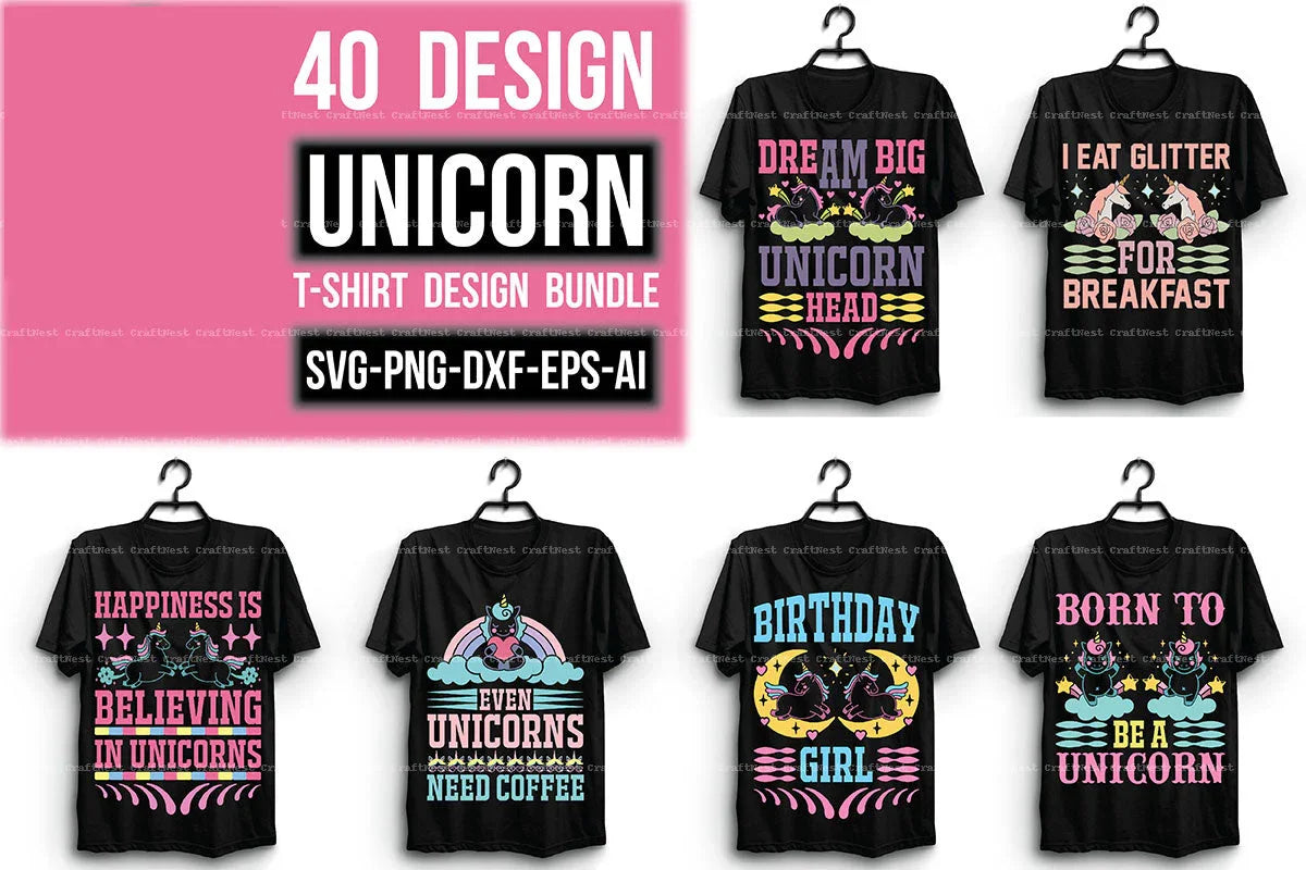 Unicorn T-Shirt Design SVG Bundle