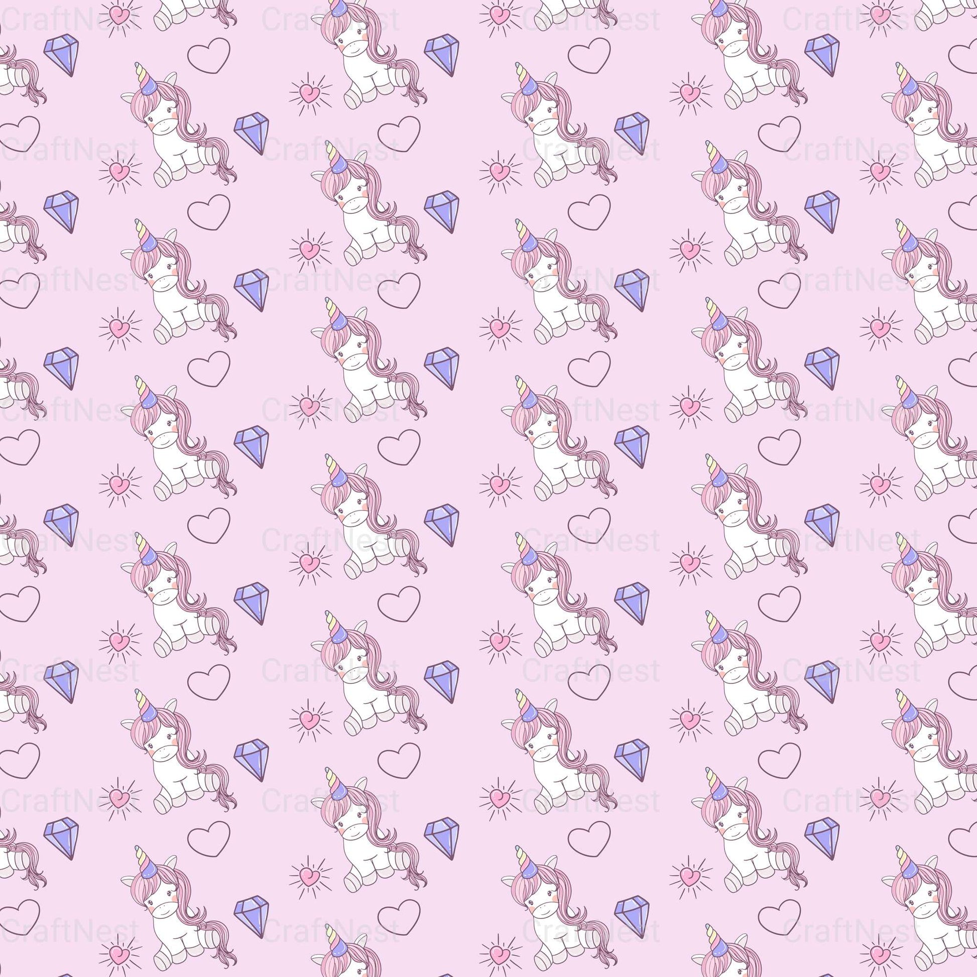 Baby Unicorn Seamless Pattern - CraftNest - Digital Crafting and Art