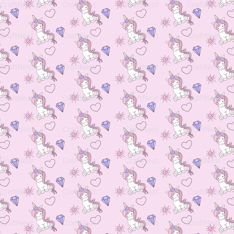 Baby Unicorn Seamless Pattern - CraftNest - Digital Crafting and Art