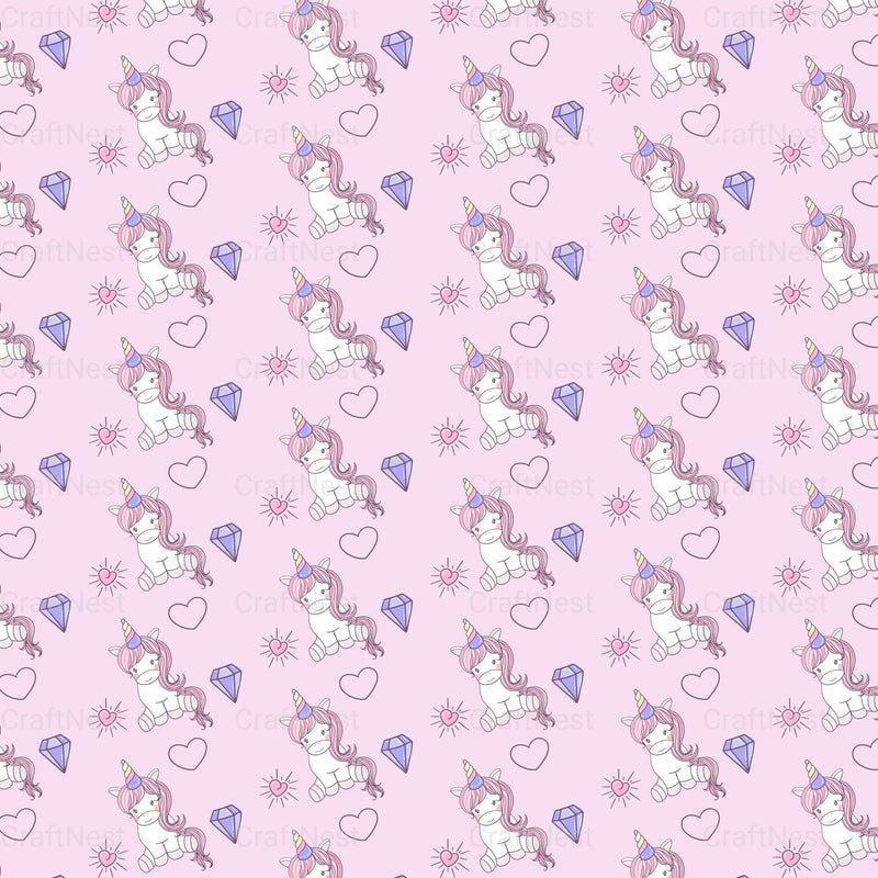 Baby Unicorn Seamless Pattern - CraftNest - Digital Crafting and Art