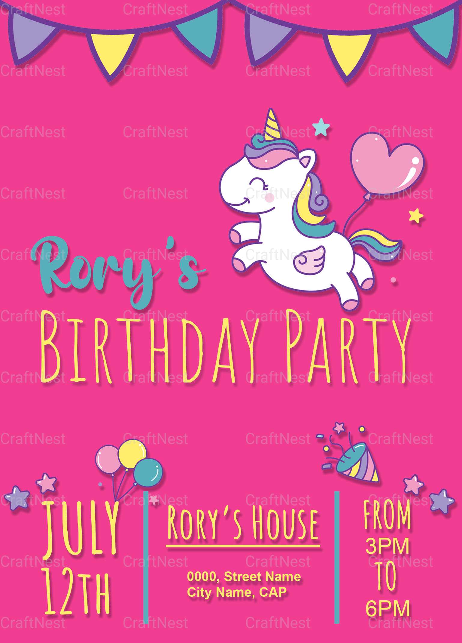 Unicorn Birthday Card Printable - CraftNest - Digital Crafting and Art