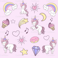 Baby Unicorn Rainbow Seamless Pattern - CraftNest - Digital Crafting and Art