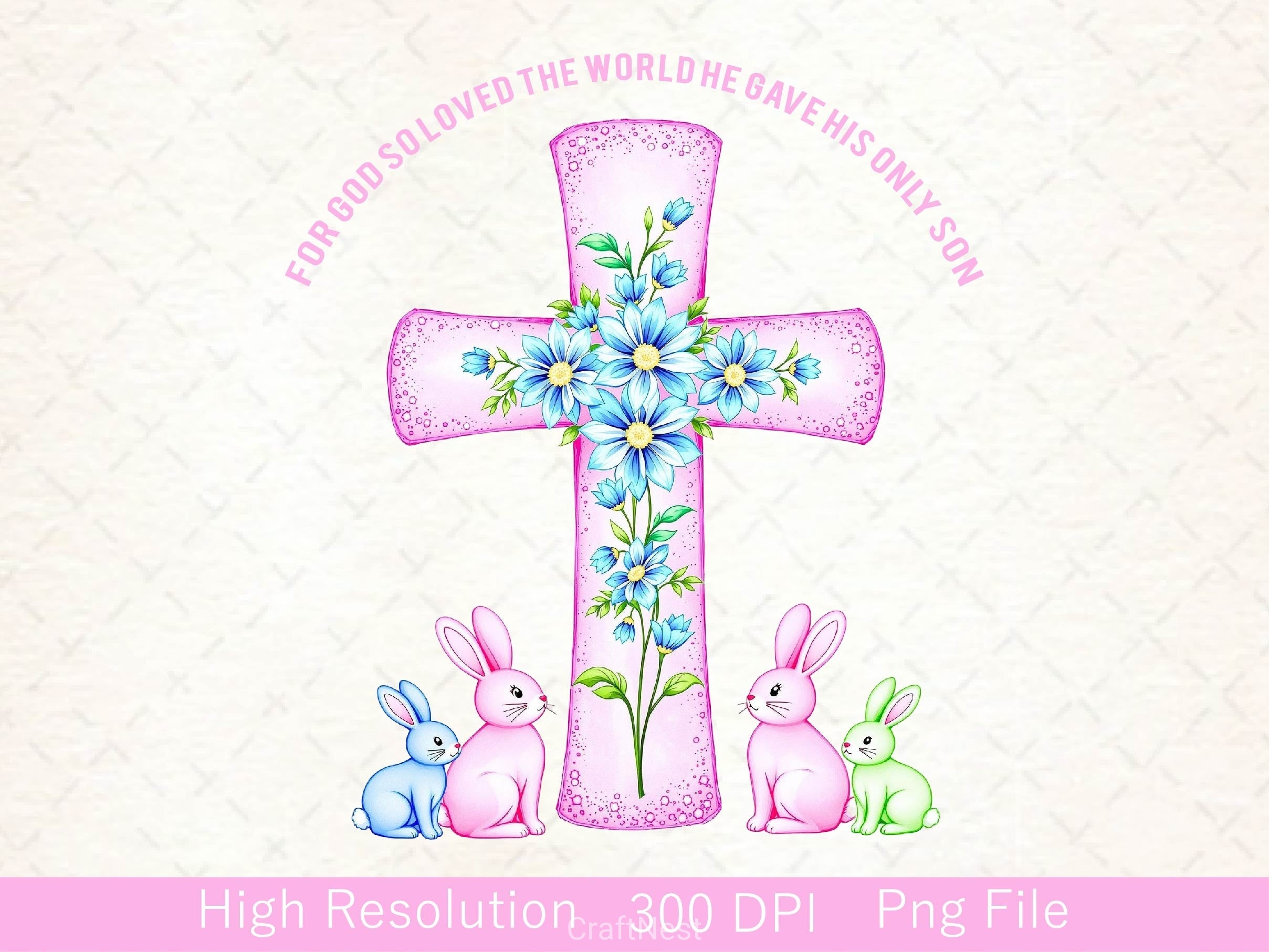Bunnies With Cross Clipart Bundle