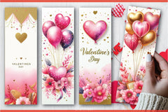 Valentine's Day Balloons Bookmarks 4 - CraftNest - Digital Crafting and Art