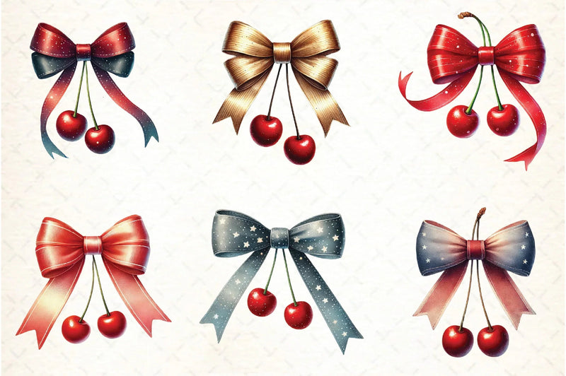 Cherry with Bow Clipart Bundle - CraftNest - Digital Crafting and Art