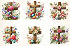Easter Cross and Flowers Clipart Bundle - CraftNest - Digital Crafting and Art