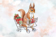 Squirrel Carries A Cart With Gifts Clipart Bundle - CraftNest - Digital Crafting and Art