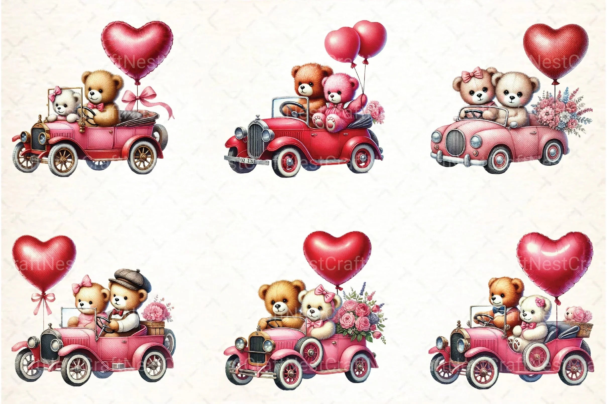 Valentine's Couple Teddy Bear Clipart Bundle 1 - CraftNest - Digital Crafting and Art