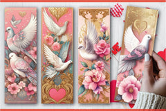 Valentine's Day Doves Bookmarks - CraftNest - Digital Crafting and Art