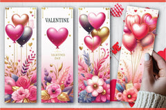 Valentine's Day Balloons Bookmarks 3 - CraftNest - Digital Crafting and Art