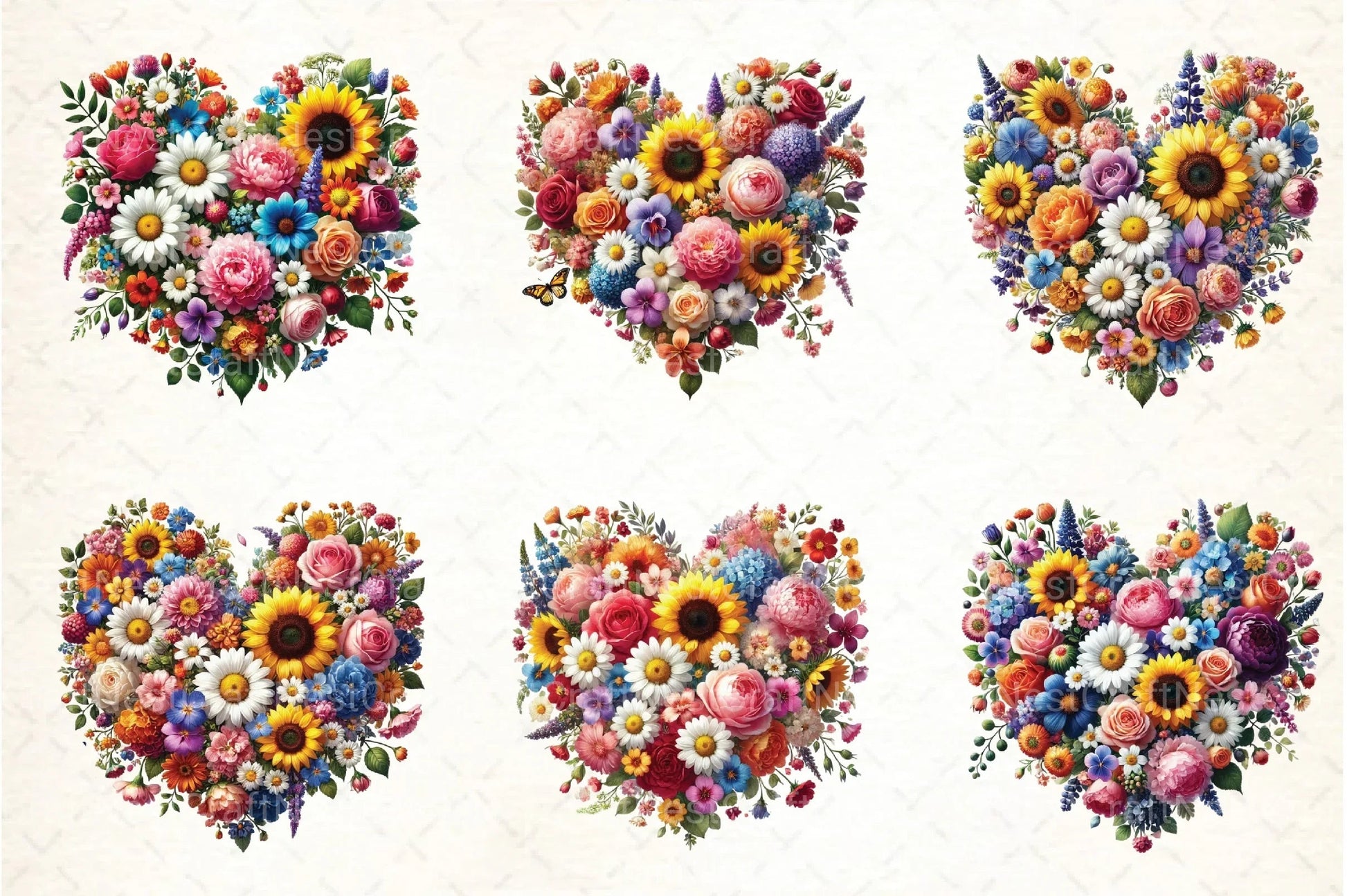 Flower Hearts Valentine's Day Clipart Bundle - CraftNest - Digital Crafting and Art