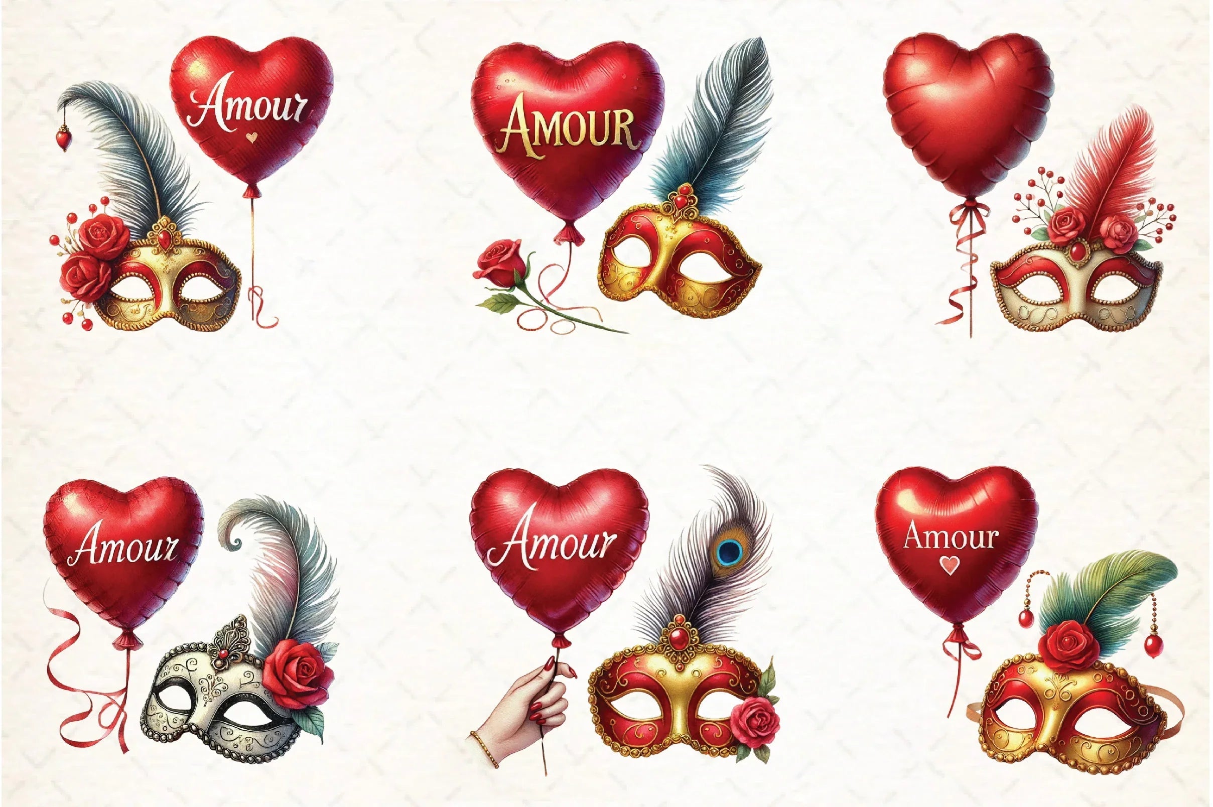Valentine Face Mask Clipart Bundle - CraftNest - Digital Crafting and Art