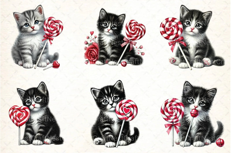 Cute Kitten Valentine's Day Clipart Bundle - CraftNest - Digital Crafting and Art