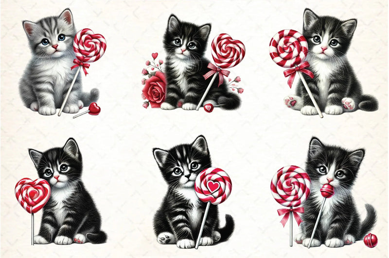 Cute Kitten Valentine's Day Clipart Bundle - CraftNest - Digital Crafting and Art