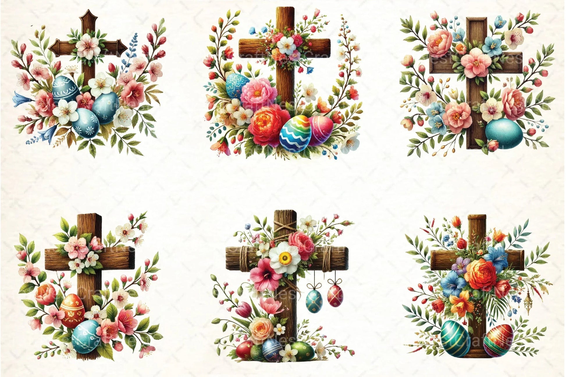 Easter Cross and Flowers Clipart Bundle - CraftNest - Digital Crafting and Art