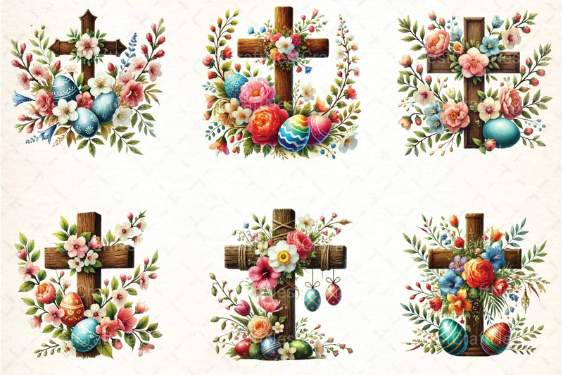 Easter Cross and Flowers Clipart Bundle - CraftNest - Digital Crafting and Art