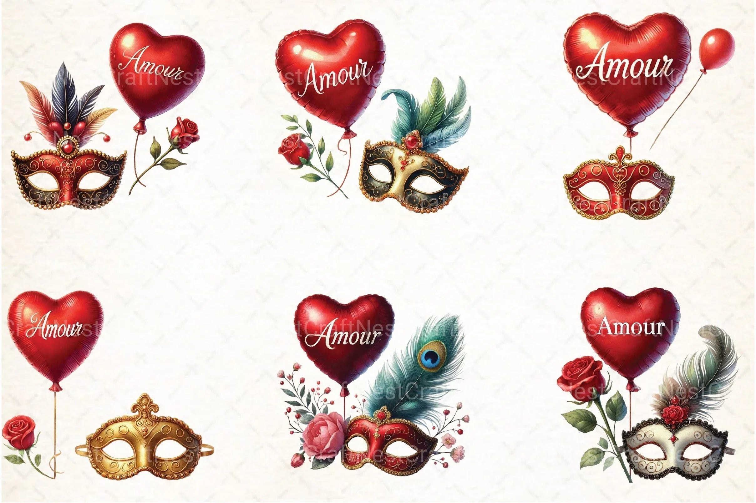 Valentine Face Mask Clipart Bundle - CraftNest - Digital Crafting and Art