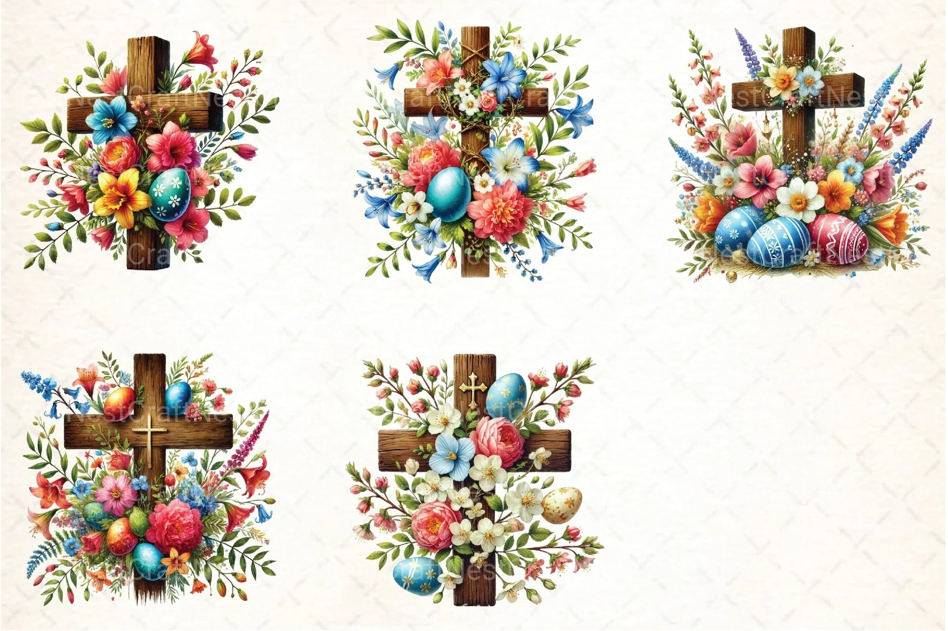 Easter Cross and Flowers Clipart Bundle - CraftNest - Digital Crafting and Art
