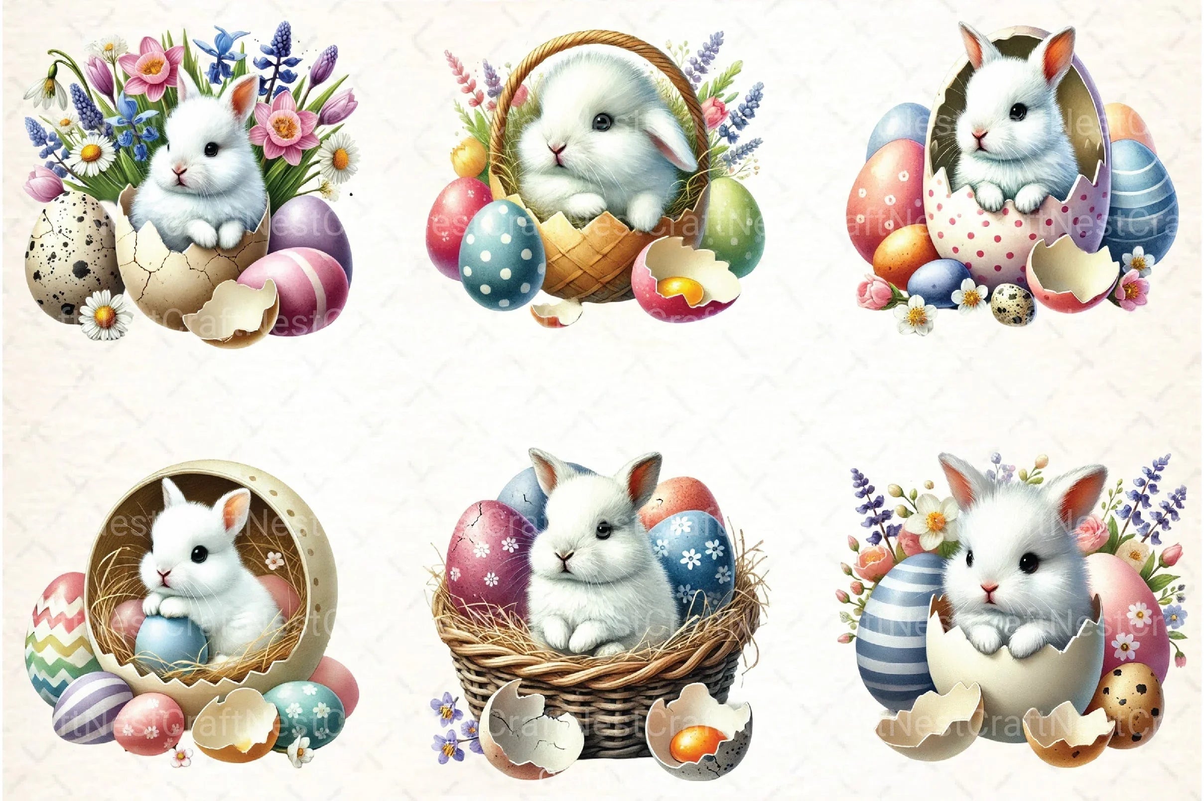 Cute Vintage Rabbit Clipart Bundle - CraftNest - Digital Crafting and Art