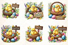 Cute Easter Chick Clipart Bundle  99 - CraftNest - Digital Crafting and Art