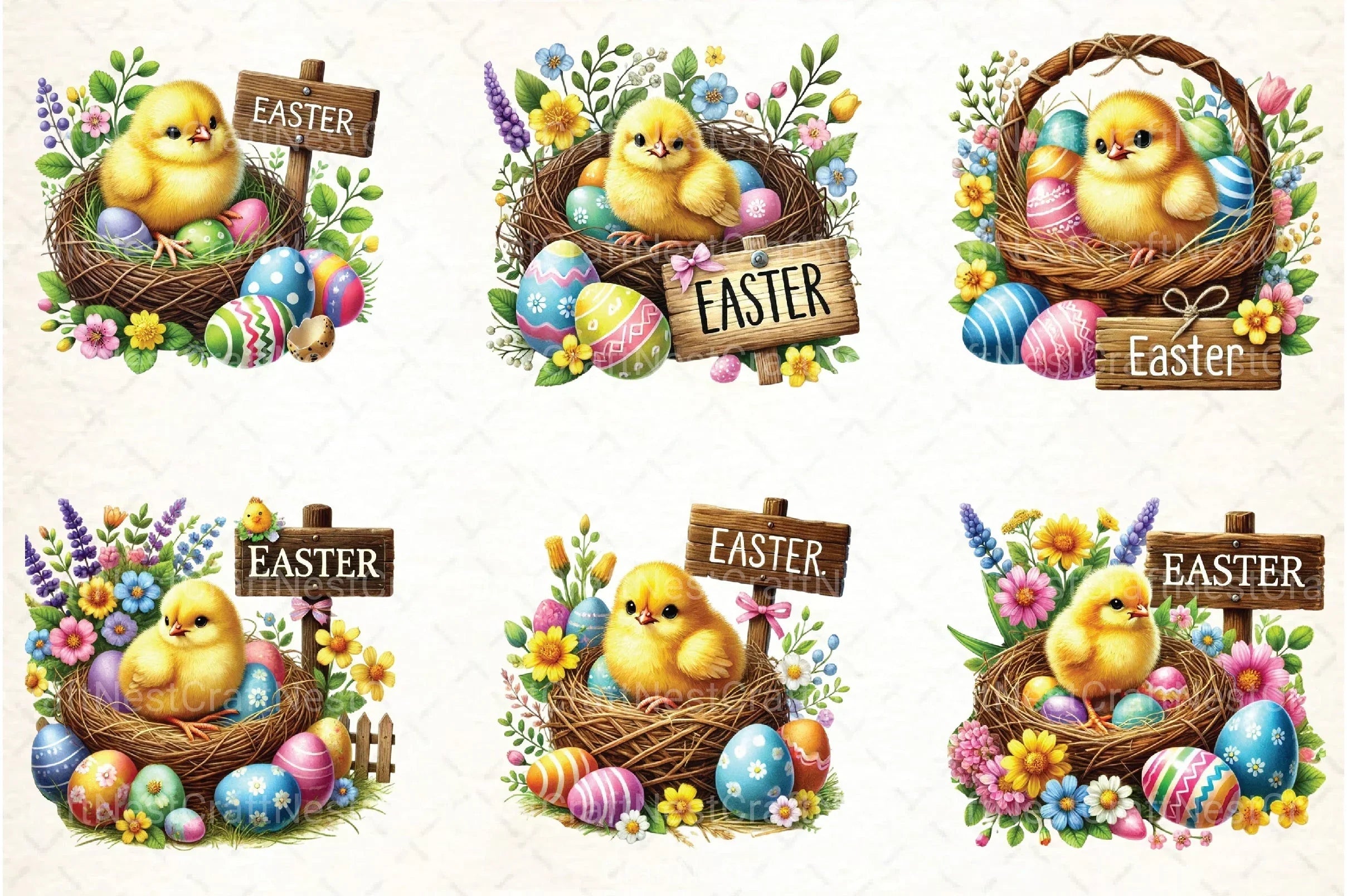 Cute Easter Chick Clipart Bundle  99 - CraftNest - Digital Crafting and Art