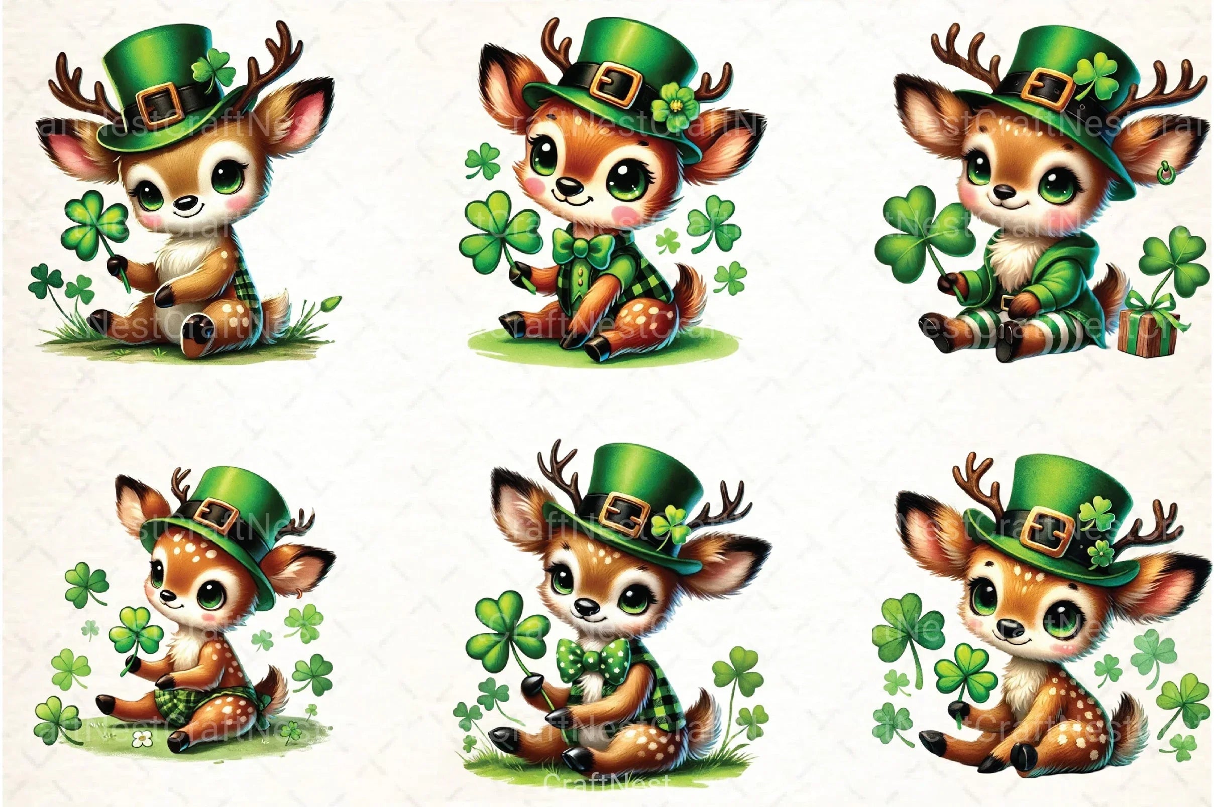 St. Patrick's Day Reindeer Clipart Bundle - CraftNest - Digital Crafting and Art