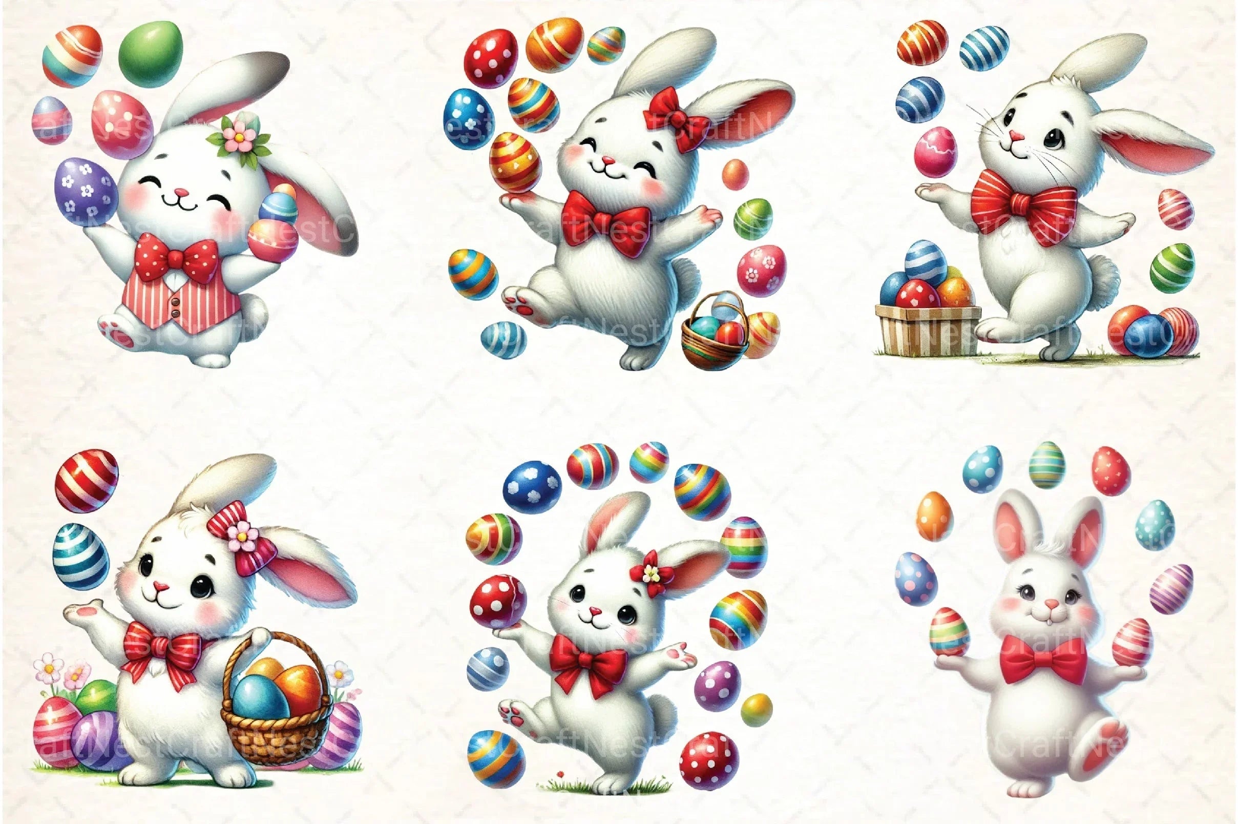 Easter Cute Bunny Clipart Bundle 2 - CraftNest - Digital Crafting and Art