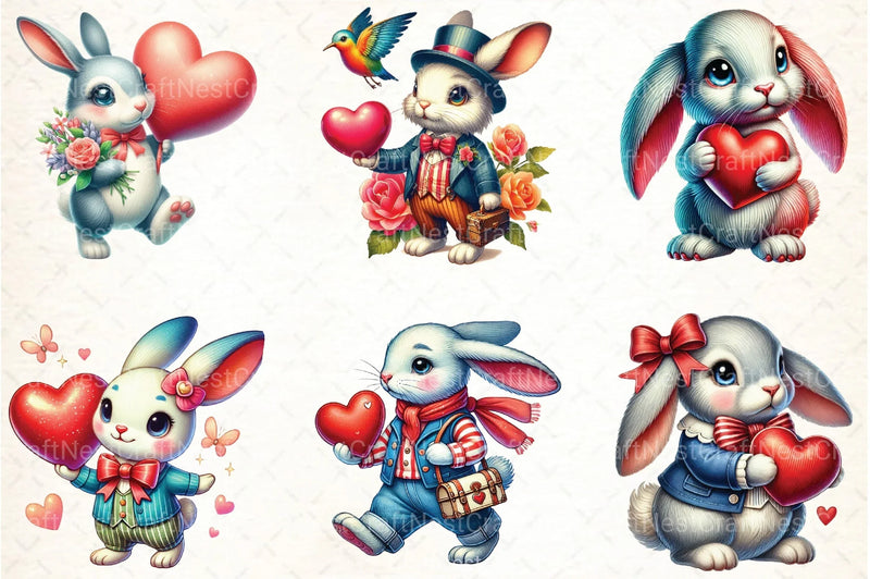 Cute Vintage Rabbit Clipart Bundle 2 - CraftNest - Digital Crafting and Art