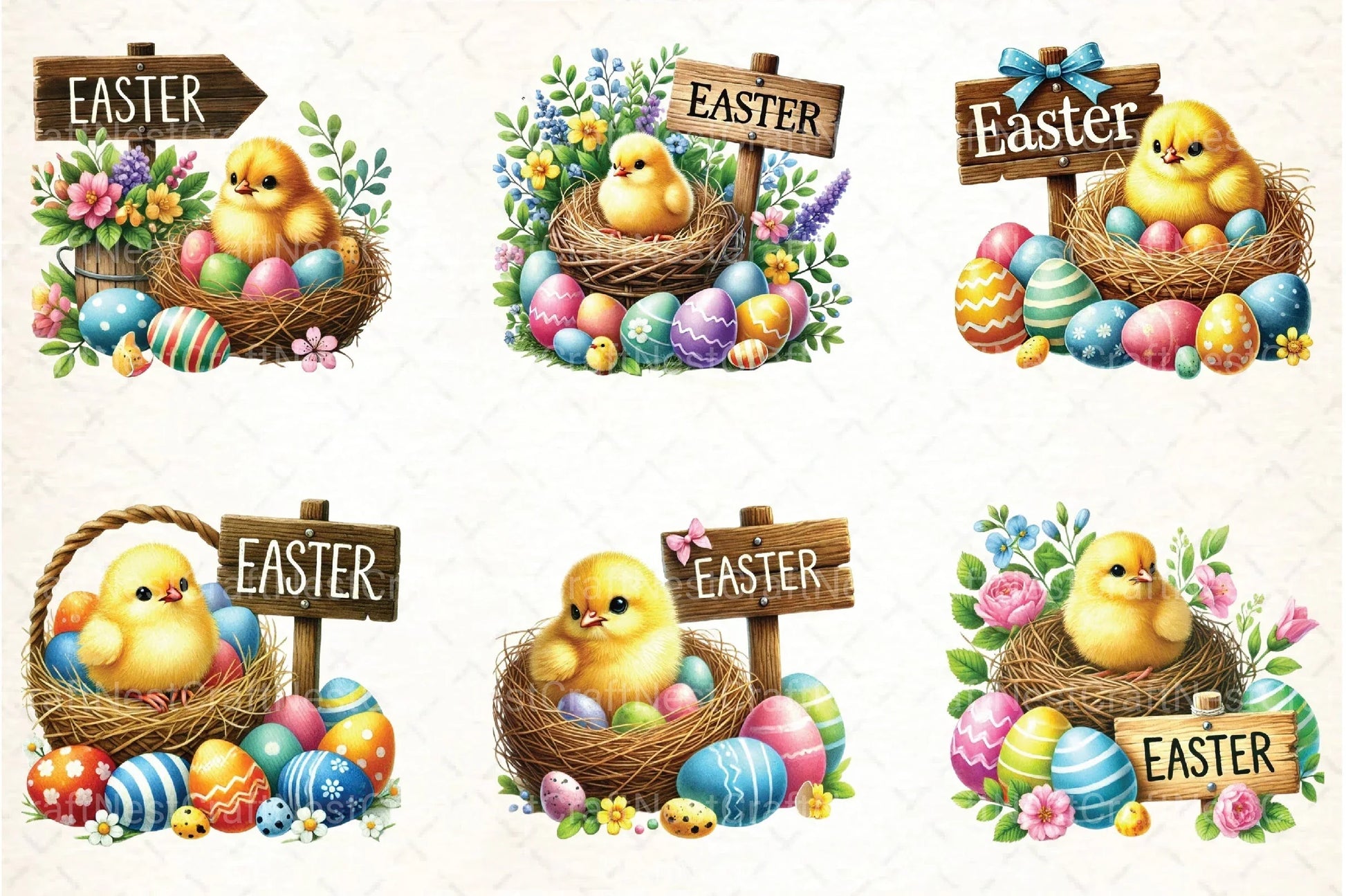 Cute Easter Chick Clipart Bundle  99 - CraftNest - Digital Crafting and Art