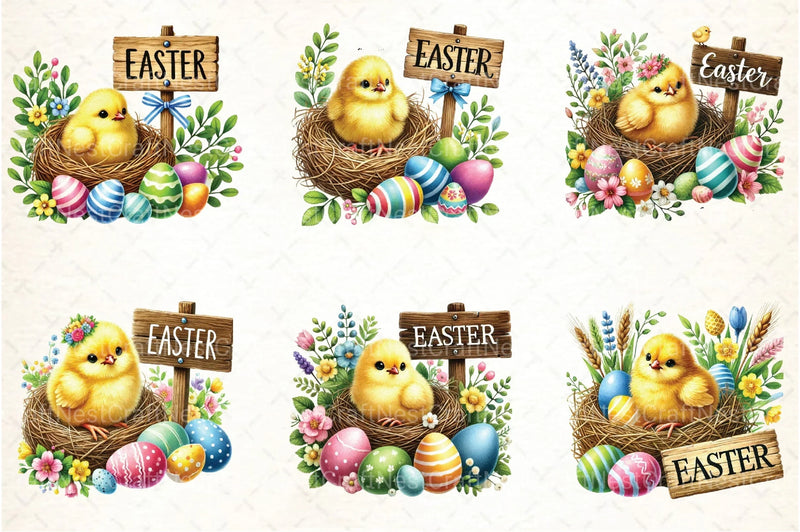 Cute Easter Chick Clipart Bundle  99 - CraftNest - Digital Crafting and Art
