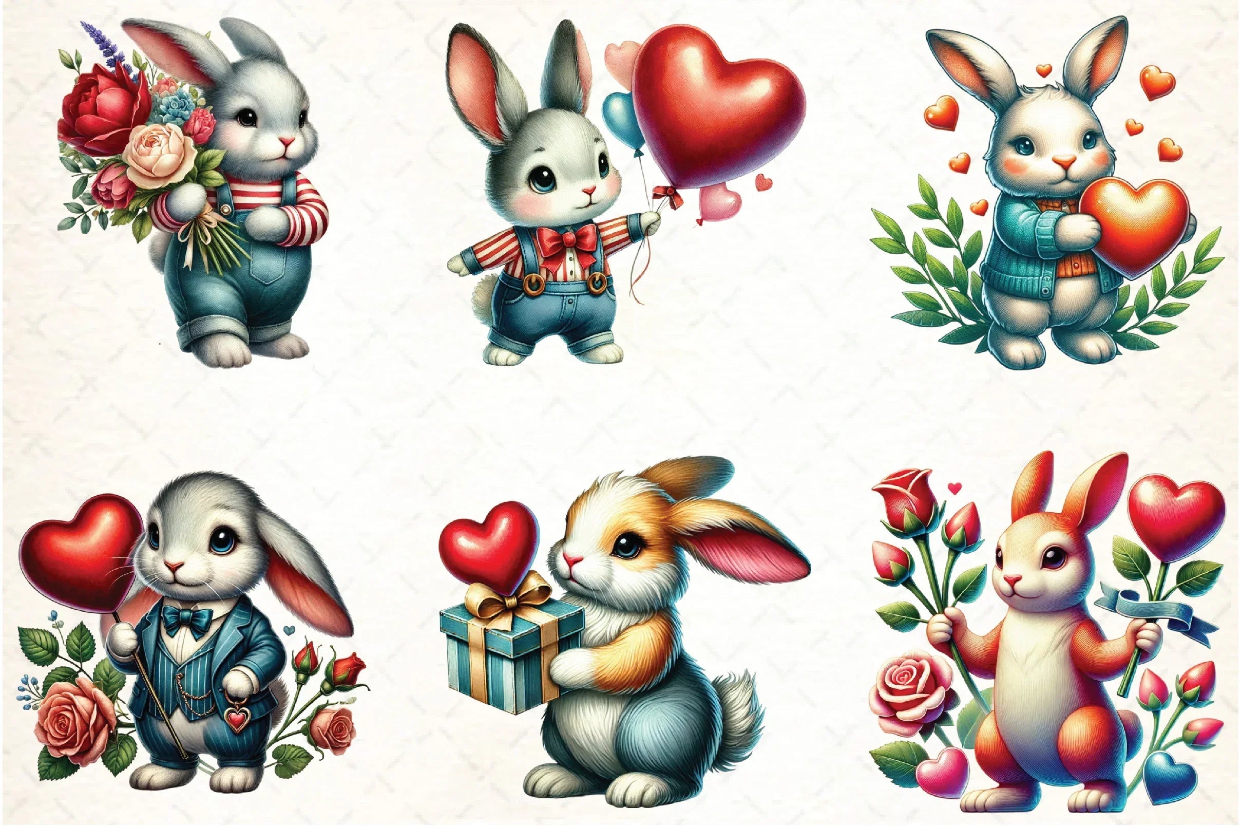 Cute Vintage Rabbit Clipart Bundle - CraftNest - Digital Crafting and Art