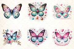 Valentine Butterfly Clipart Bundle - CraftNest - Digital Crafting and Art