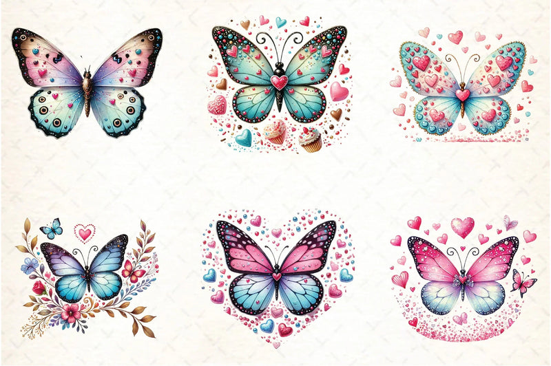 Valentine Butterfly Clipart Bundle - CraftNest - Digital Crafting and Art