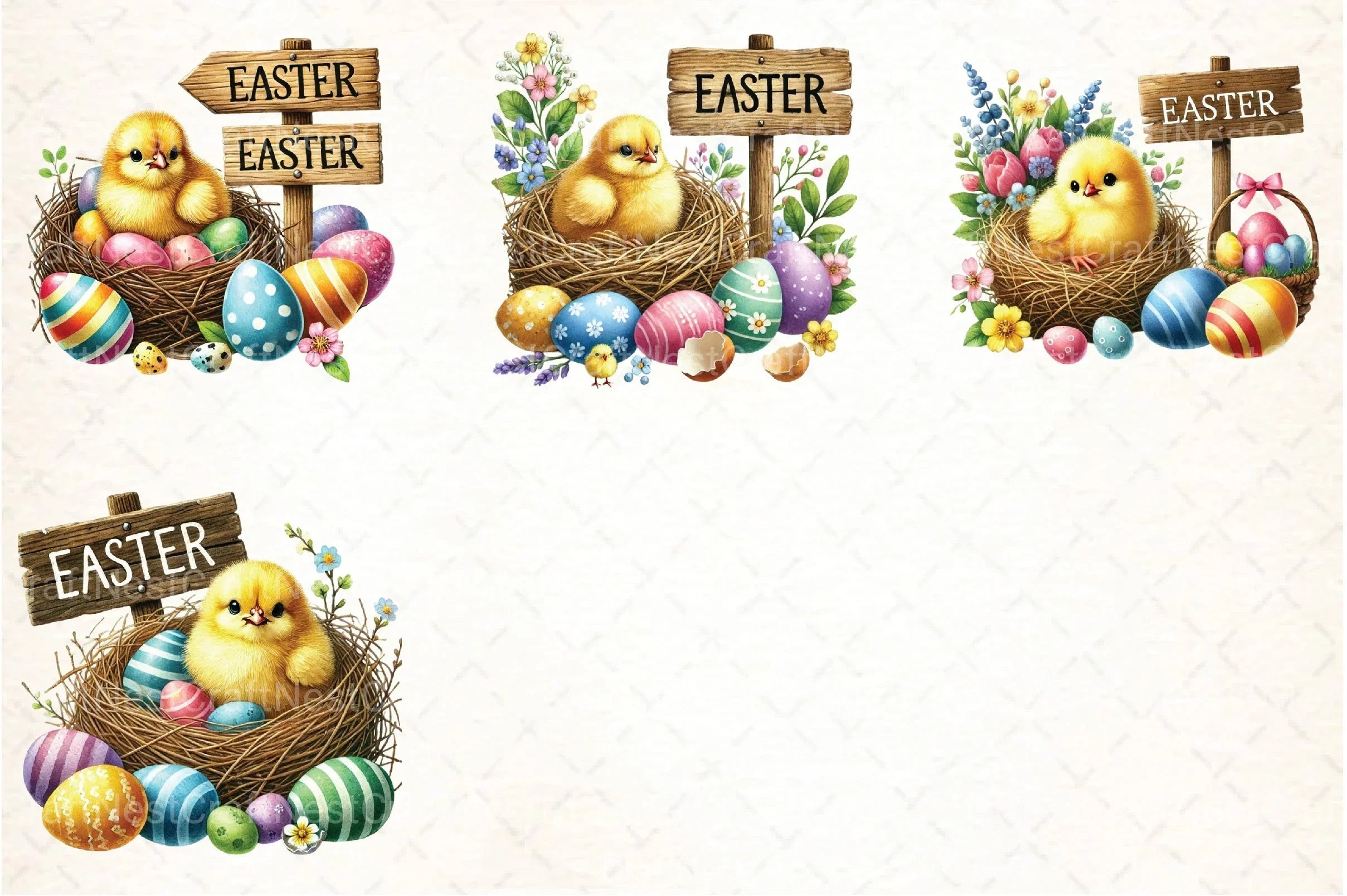 Cute Easter Chick Clipart Bundle  99 - CraftNest - Digital Crafting and Art