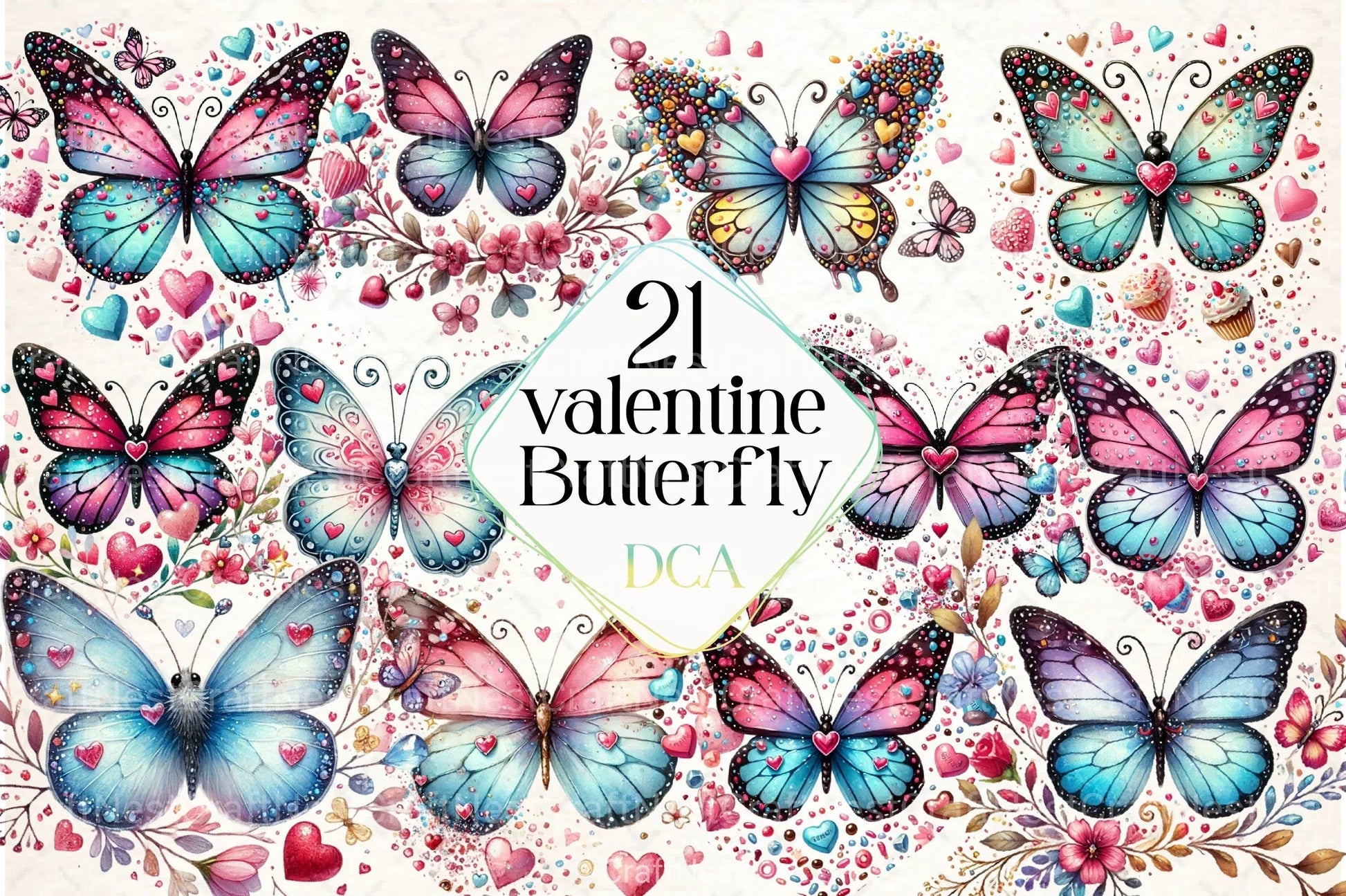 Valentine Butterfly Clipart Bundle 25 - CraftNest - Digital Crafting and Art
