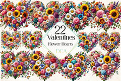 Flower Hearts Valentine's Day Clipart Bundle - CraftNest - Digital Crafting and Art