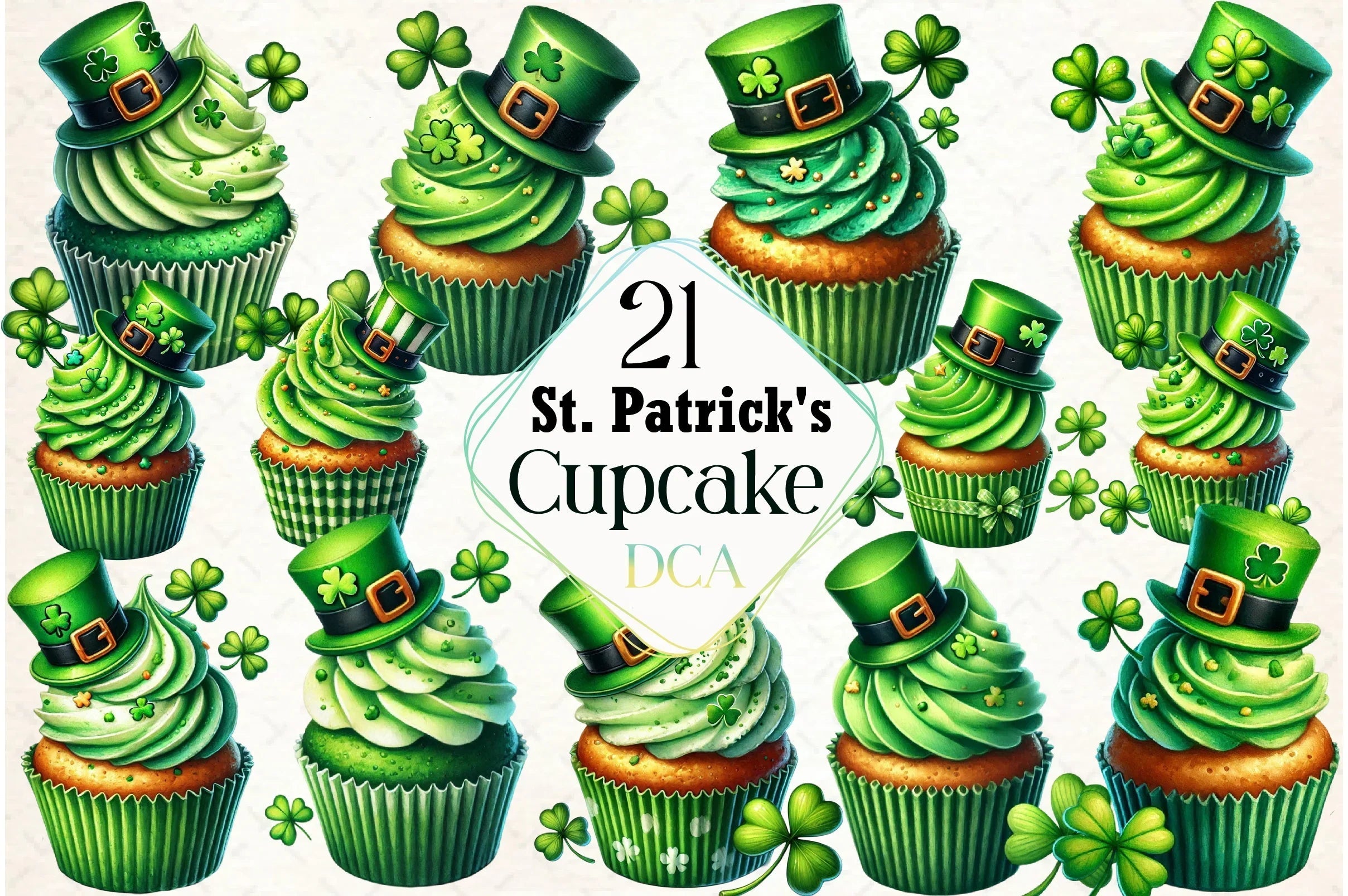 St. Patrick's Day Cupcake Clipart Bundle - CraftNest - Digital Crafting and Art