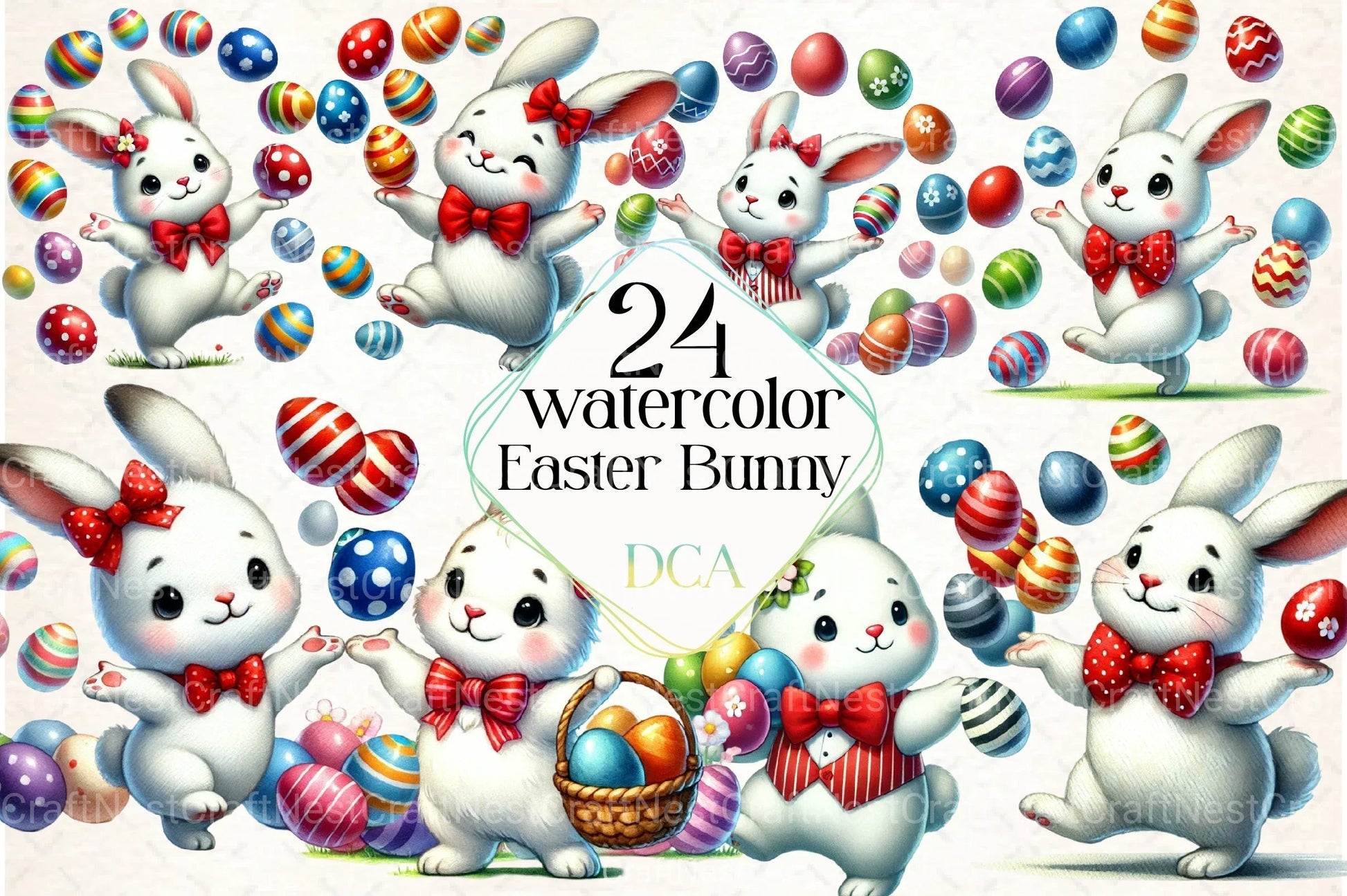 Easter Cute Bunny Clipart Bundle 2 - CraftNest - Digital Crafting and Art