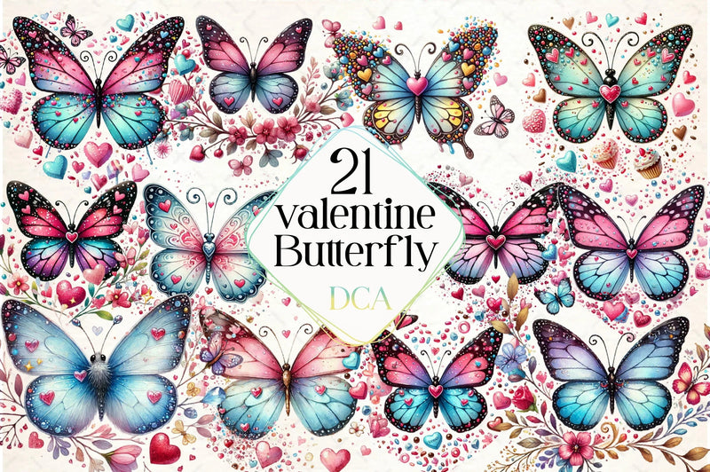 Valentine Butterfly Clipart Bundle - CraftNest - Digital Crafting and Art