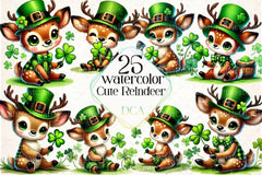 St. Patrick's Day Reindeer Clipart Bundle - CraftNest - Digital Crafting and Art