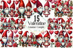 Valentine Gnome Couple Clipart Bundle - CraftNest - Digital Crafting and Art