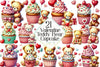 Valentine's Day Teddy Bear & Cupcake Clipart Bundle