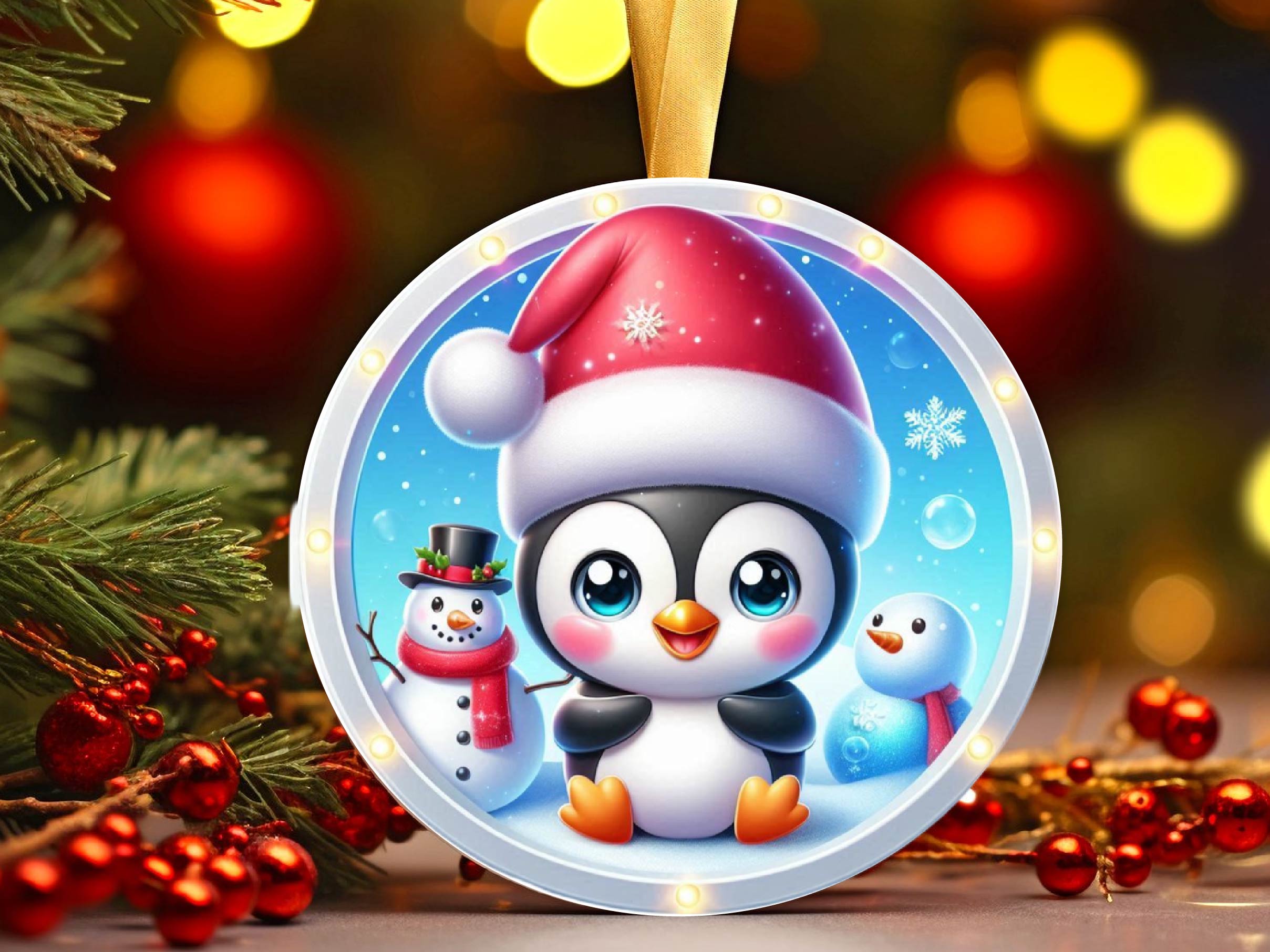 Christmas Round Penguin Ornament Clipart Bundle 7 - CraftNest - Digital Crafting and Art