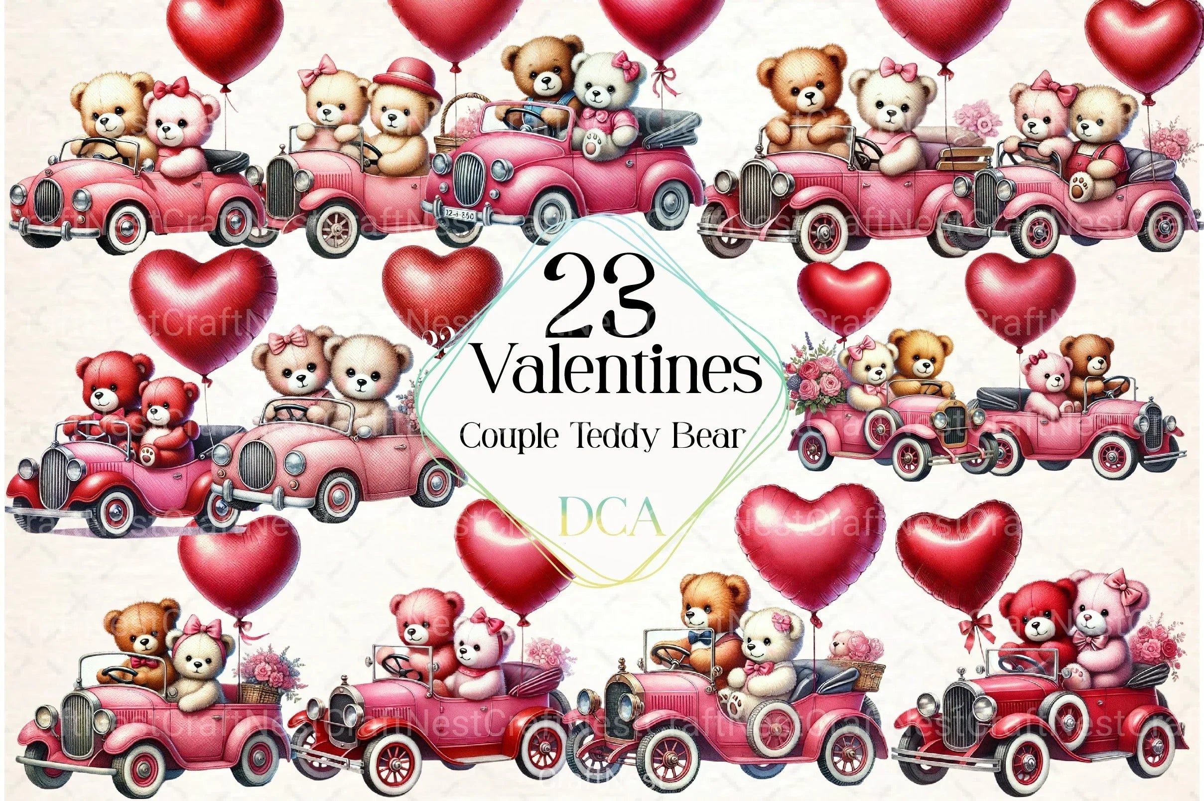 Valentine's Couple Teddy Bear Clipart Bundle 1 - CraftNest - Digital Crafting and Art