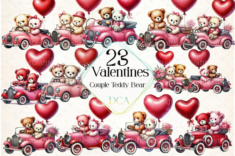 Valentine's Couple Teddy Bear Clipart Bundle 1 - CraftNest - Digital Crafting and Art