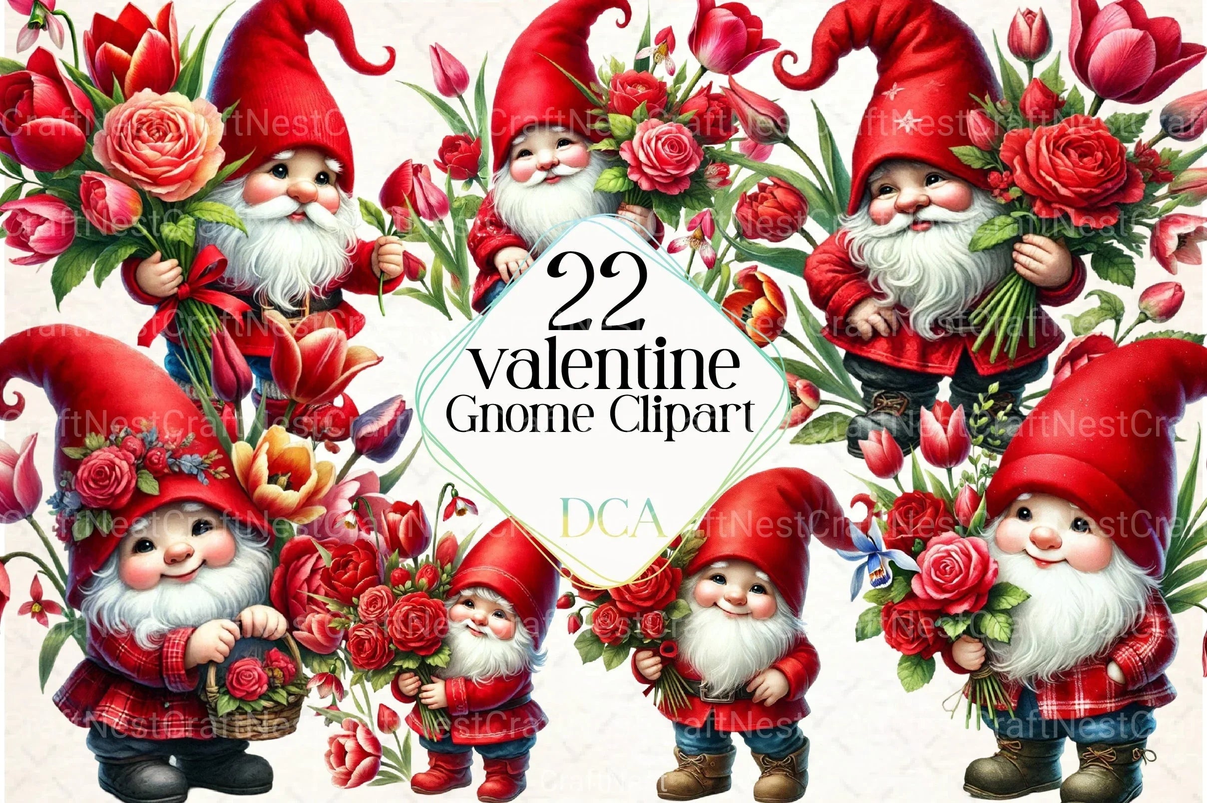 Valentine Gnome Clipart Bundle 1 - CraftNest - Digital Crafting and Art