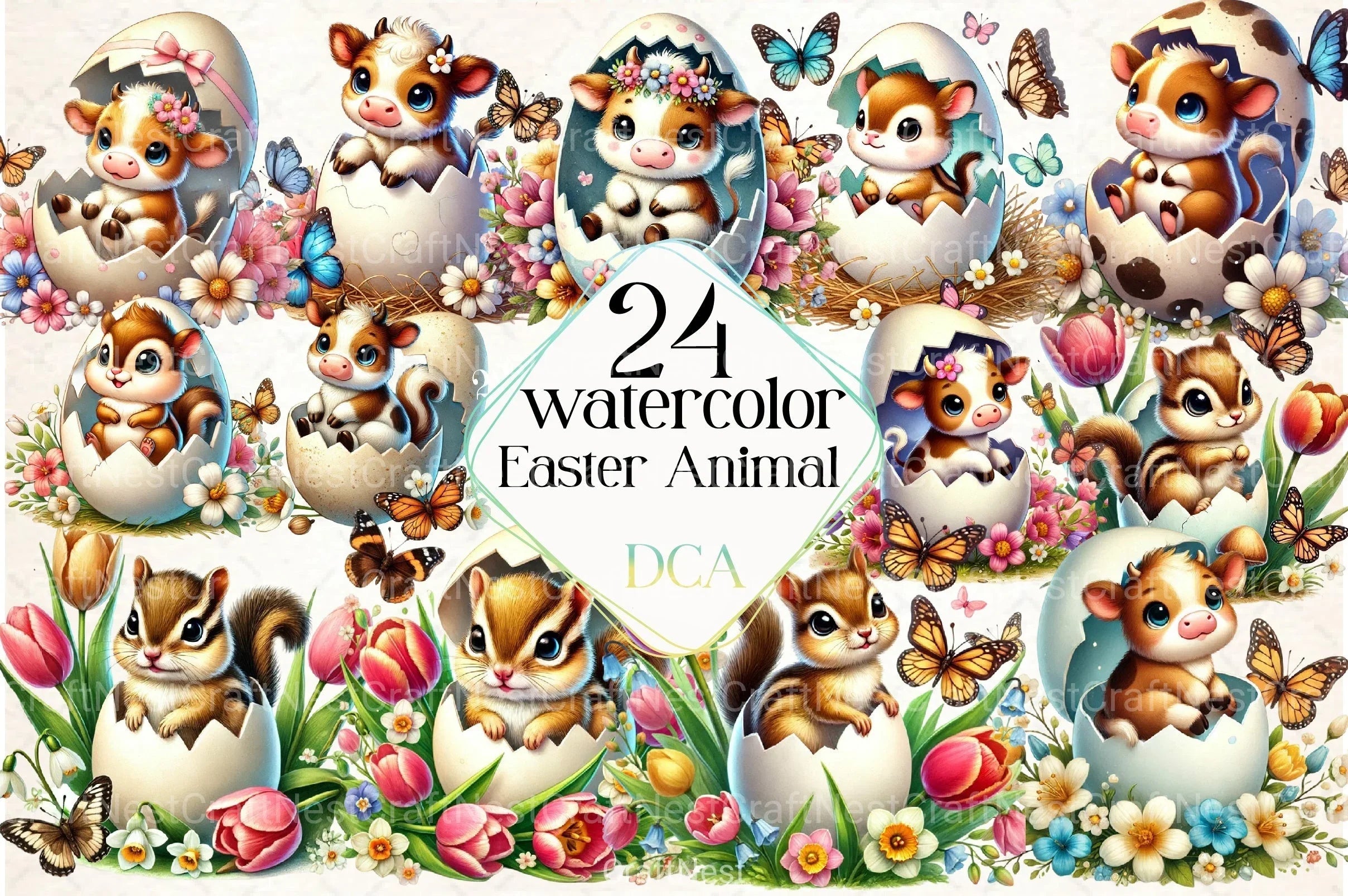 Easter Animal Clipart Bundle - CraftNest - Digital Crafting and Art